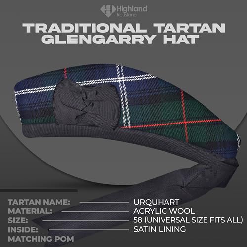 Image of Glengarry Cap-Traditional Scottish Hat, Acrylic Wool Tartan Glengarry hat, Kilts /Bagpipes Accessories