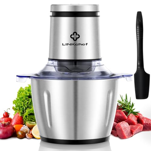 Comparison: Best Food Processor For Grinding Meat 5 LINKChef Food Processor Small, 8 Cup Food Chopper with Container, 2L 600W Electric Meat Grinder for Home Use, Stainless Steel Mini Food Processor for Kitchen, Vegetable, Onion, Garlic, Salad