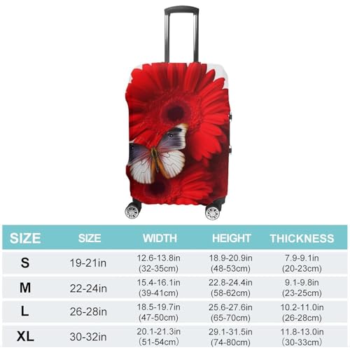 Red Flower And Butterfly Luggage Cover, Washable Elastic Suitcase Cover Protector Fit 18-32 Inch Luggage2
