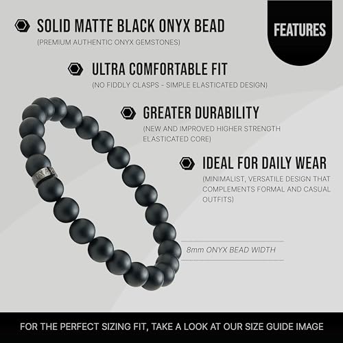 LUXAR Men’s Black Onyx Stone Bead Bracelets | Matte Black 8mm Stone | Minimalist, Designer Jewelry for Men3