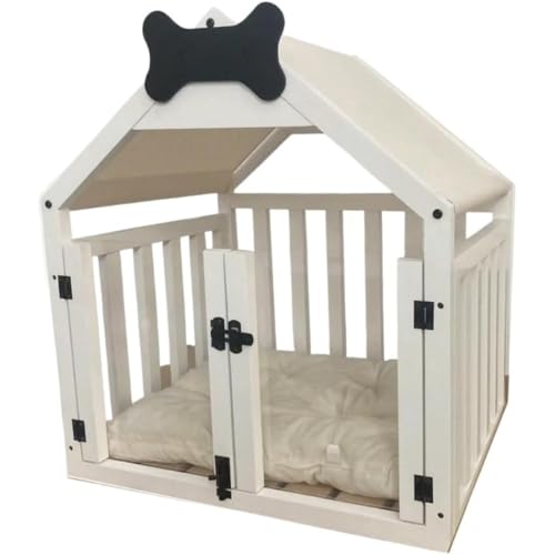 LAJOKING 犬小屋、ペットケージ、屋内フェンス、木材、装飾ブランケット付き、耐久性、スタイリッシュ、オールシーズン対応、取り外し可能、洗える、環境に優しく設置が簡単な猫用ベッドと犬小屋のペットベッド、中型犬と大型犬に適しています (A,95*69*8