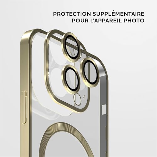 Coque de protection iPhone 13 Pro transparente avec finitions premium or MagSafe