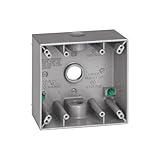 SIGMA ENGINEERED SOLUTIONS 14352 Metal Electrical Outlet Box, Weatherproof, Easy Mount Receptacle Protector, Gray, (3) 3/4-Inch Holes, 2 Gang Box
