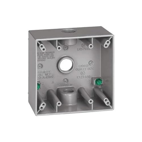 Sigma Electric Sigma Engineered Solutions, Gray Sigma Electric 14352 3/4-Inch 3 Hole 2-Gang Box, No Size