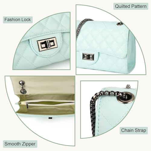 Image of Gladdon Quilted Crossbody Purse for Women Trendy Shoulder Bags | Stylish Shoulder Purse,Quilted Pattern,Structured bag,Chain Strap,Spacious Enough,Casual and Dressy Outfits,Any Occasion