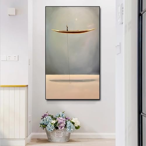 Art mural encadré de 60x105cm avec finitions soignées et reflets dorés