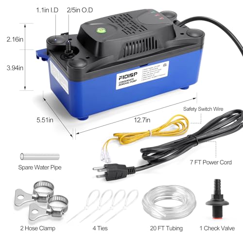 Bomba condensada de 1/26 HP 137 GPH para HVAC com tubo de 6 metros e válvula de retenção de 2 peças,