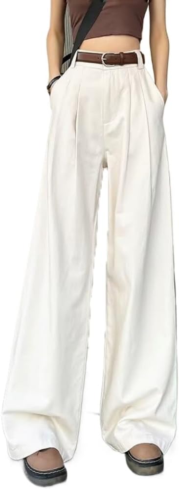American Jeans for Women with Waists, Loose Pleated, Draped straightleg Casual Pants