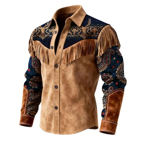 Chaqueta con flecos vaquera de hombre para festivales y fiestas temáticas