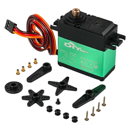 DIYmall TD-8825MG Digital Servo 25kg High Torque 360 Degree Continuous Rotation Angle-uncontrollable 500-2500usec Metal Gear RC Servo for Robot Gimbal Car Aircraft