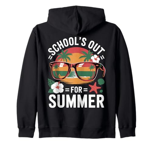 School's Out for Summer Retro Vacation Sunglasses Tee Sudadera con Capucha