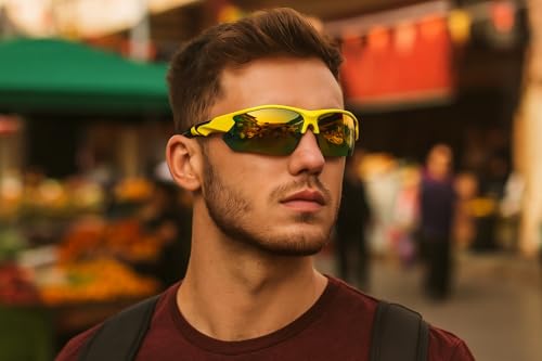 Image of Zynic Men's Stylish Sports Sunglasses with Case| UV400 Protection Classic Wrap Around Googles |Sports Shades for Driving,Cyclining Outdoor & Travel