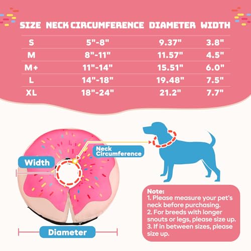 Image of Gimars Large Inflatable Dog Cone Alternative Dog Donut Collar After Surgery, Soft Neck Pillow Recovery Cone, Elizabethan Collar Alternative for Medium Dogs