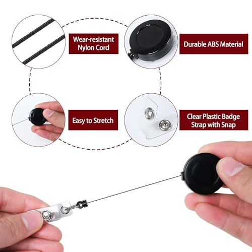 Image of Badge Holder with Retractable Round Reel Clips for ID Card Name Key Chain Office Worker Doctor Nurse Teacher Student Women Men
