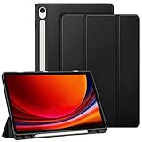 Fintie Hülle für Samsung Galaxy Tab S9 11 Zoll 2023 SM-X710/X716B/X718U Tablet - Ultradünne Soft TPU Rückseite Abdeckung Schutzhülle mit Stifthalter und Auto Schlaf/Wach Funktion, Schwarz
