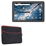 BoxWave Case Compatible with ZTE K92 Primetime - SoftSuit with Pocket, Soft Pouch Neoprene Cover Sleeve Zipper Pocket - Jet Black with Red Trim