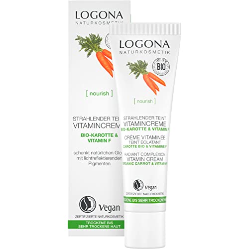 Logona - Crema Vitaminica Biologica Radiante Per Pelle Secca E Molto Secca Con Carota Biologica E Vitamina F, Nutriente Intensivo E Radiante, Naturale