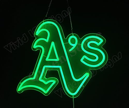 Queen Sense 16"x15" Go Oaklands Sports Athletics Neon Sign for Wall Decor USB Powered Dimmable LED Sign Light FV018