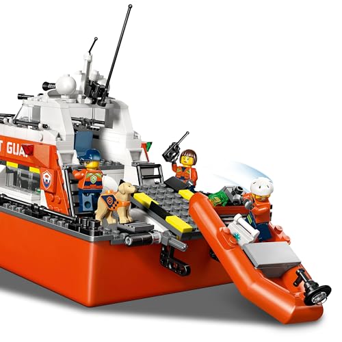 Image of LEGO City Coast Guard Rescue Boat & Helicopter - Pretend Play Set - Floating Boat Toys - 60504