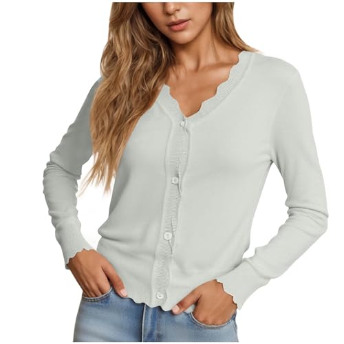 Women's Cardigan Sweater V Neck Lightweight Button Front Knit Tops - image 2