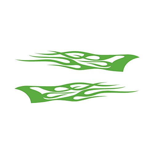 Southern Decalz Pair of Tribal Flames - Vinyl Decal Sticker - 12" x 5" - Lime