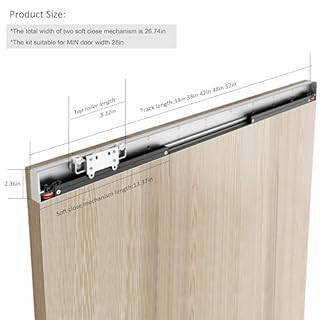 DIYHD 48" Concealed Sliding Barn Door Hardware with Soft Close Mechanism,No Floor Track