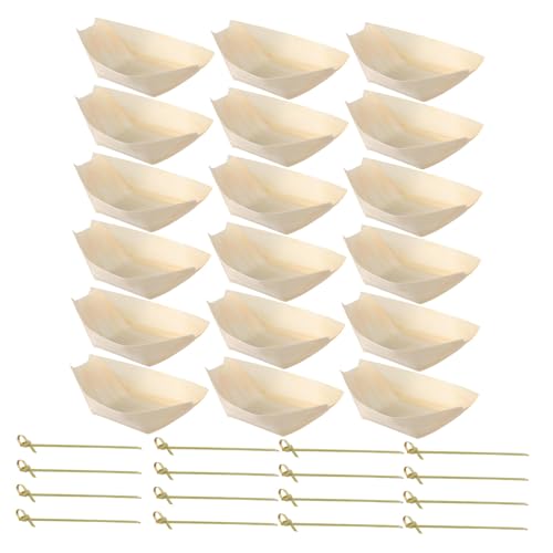 FRCOLOR 一次性木製寿司托盤 入り 使い捨て木製スナックボート 前菜 寿司 デザート用和風盛り付け皿 誕生日 結婚式