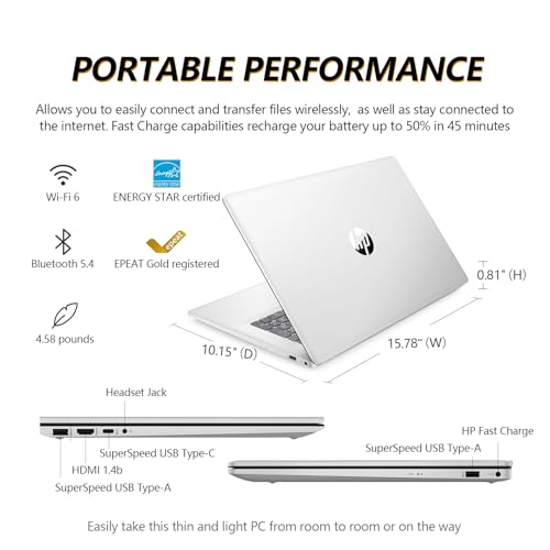 Image of HP 17 Inch Laptop Touchscreen Computer, 17.3 HD+ Touch Screen Business Laptop, AMD Ryzen 5(6-Core), Windows 11 Pro, 10-Key Number Pad, 32GB RAM 2TB SSD
