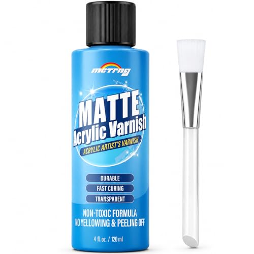 Clear Acrylic Paint Sealer, Matte Varnish for Acrylic Painting & Crafts, Non-Yellow Clear Coat for Clay, Wood, Glass, Metal, Plastic, Protect & Boost Matte Finish on Canvas, Rock Painting & Model