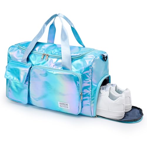 Image of Small Gym Bag for Women, Travel Duffle Bag Carry On Weekender Bag with Shoe Compartment