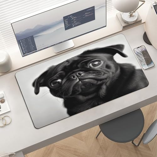 Cute Black Pug Dog1 Alfombrilla grande de escritorio miniatura 6