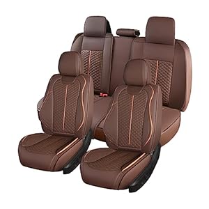 Doogo Car Seat Covers Full Set, Car Seat Protectors 5 Seats, Automotive Seat Covers, Coffee Driver Seat Covers Universal Front and Rear Seat Covers Fit for Most Cars