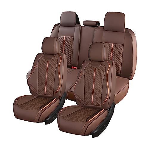 Doogo Car Seat Covers Full Set, Car Seat Protectors 5 Seats, Automotive Seat Covers, Coffee Driver Seat Covers Universal Front and Rear Seat Covers Fit for Most Cars