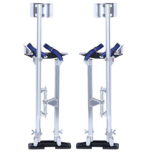 Stelzen Arbeitsstelzen, Drywall Stilts Trockenwand-Werkzeug Innenfutter Drywall Stelzen Werkzeug Maler mit Rutschfeste Gummilaufsohle und Doppelfederdesign für Trockenbauer Deckenbauer(Silber)