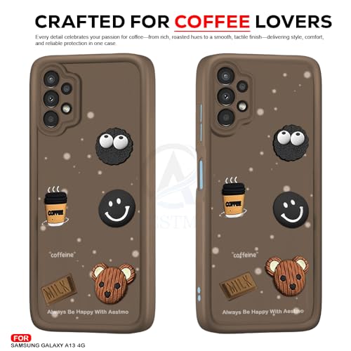 Image of AESTMO Back Case Cover for Samsung Galaxy A13 4G | Cute Fun Cartoon 3D Ball | Coffee Silicone Case | Full Body Protection | Camera Protection Back Cover for Samsung Galaxy A13 4G (Brown)