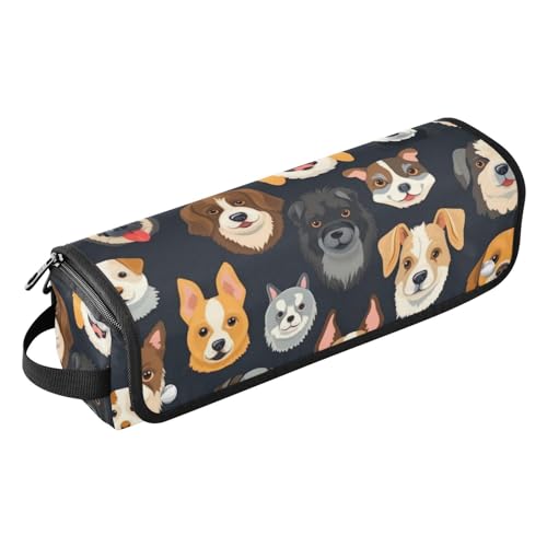 Organizador de herramientas para peinado con diseño de perro negro, portátil con tapete resistente al calor para plancha de pelo, rizador y otras herramientas de peinado