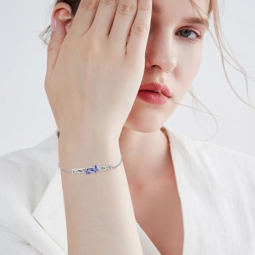 Image of Dragonfly Bracelet 925 Sterling Silver Butterfly Bracelet Adjustable Celtic Moon Bracelet Irish Celtic Jewelry Gifts for Women