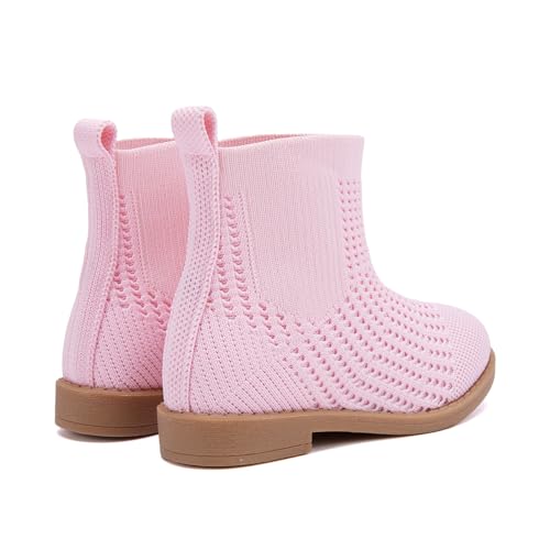 BMCiTYBM Toddler Girls Knitted Boots Breathable Low Heel Booties Pointed Toe Slip On Sock Shoes for All Seasons4
