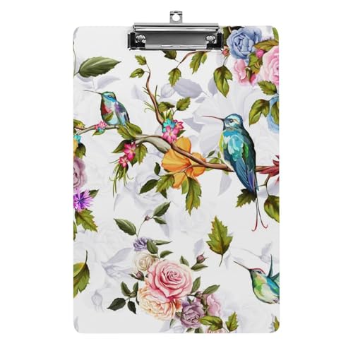 Porte-bloc A4 oiseau sur une branche avec pince métallique pour bureau