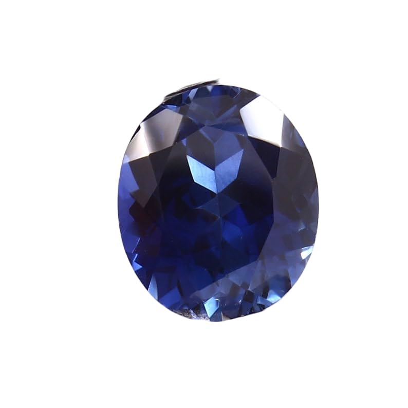 Saphir bleu de forme ovale 10 x 12 mm | Pierre gemme naturelle facettée pour création de bijoux DIY
