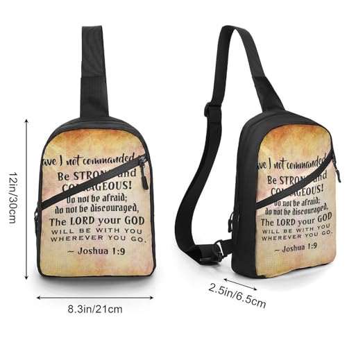 Strong And Courageous Bible Verse Folding Chest Bag with Multiple Pockets Lightweight And Durable Design2