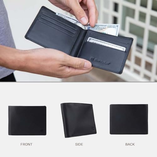 Image of SLNT Wallet Blocking Wallet for Men - Slim Bifold, 6 Card Slots | Napa Leather, RFID & NFC Signal Blocking, Slim Bi-Fold Design, 6 Card Slots, Large Money Pocket, Travel-Ready, Jet Black