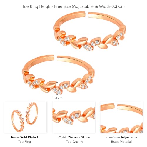 Image of Peora Cubic Zirconia Studded Adjustable Toe Ring Bichiya Stylish Fancy Daily Regular Jewellery for Women