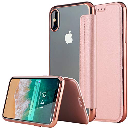 Casetego Compatible iPhone Xs Max Case,Slim PU Leather Folio Flip Wallet Case Card Slot & Clear Soft TPU Back Cover for Apple iPhone Xs Max 6.5