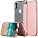 Casetego Compatible iPhone Xs Max Case,Slim PU Leather Folio Flip Wallet Case Card Slot & Clear Soft TPU Back Cover for Apple iPhone Xs Max 6.5",Rose Gold