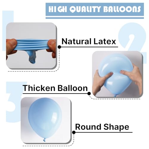 Image of PartyWoo Pearl Light Blue Balloons 100 pcs 5 Inch Baby Pastel Blue Balloons for Graduation Baby Shower Gender Reveal Weddings Anniversary Under The Sea Theme Birthday Party Decorations Blue-Z02
