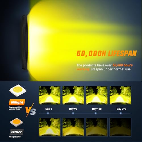 Image of Nilight 42 Inch LED Light Bar 320 LED Chips Yellow Beam Curved Triple Row Fog Light Spot Flood Combo High Power LED Driving Lights Off Road Lights for Trucks SUV UTV ATV Truck Van 4x4 Boat