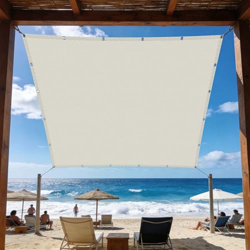 Toldo Vela Rectangular 3.5 x 3.6 m Incluye Cuerda de Fijación Lona Sombra Transpirable para Exteriores, Pergola, Jardín, Terrazas, Patio, Blanquecino