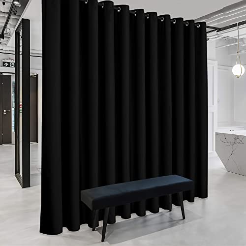 Image of RYB HOME Extra Wide Curtains for Divider for Room Separation Soundproof Temporary Door Curtains for Bedroom Closet Office Home Theatre Garage Living Room Privacy Drop Cloth, W 20 x T 7.5 ft, Black
