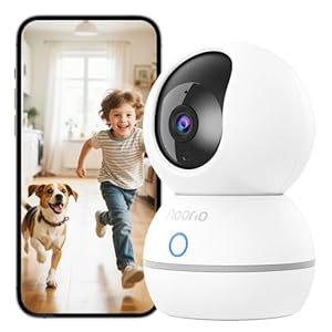 Noorio 2K Indoor Security Camera, Pet Camera with Speaker Pan&Tilt, One Click Call Baby Monitor Night Vision, Smart Motion Tracking Cam for Dogs, Plug-in 24/7 SD&Cloud Storage, CS201